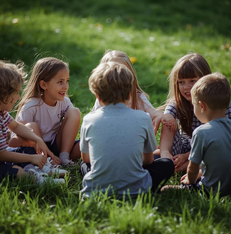 Boldog fiatalok egy mezőn